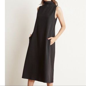 Fiona Structured Cotton Mock Neck Midi Dress